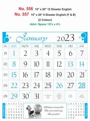 R556 English Monthly Calendar Print 2023