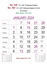 R549 English Monthly Calendar Print 2024