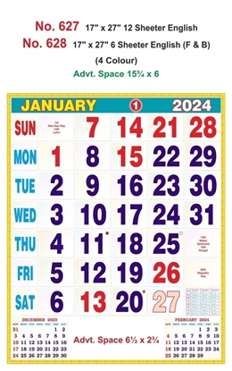 R628 English (F&B) Monthly Calendar Print 2024