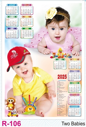 R106 Two Babies Calendar Print 2025