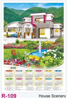 R109 House Scenery Plastic Calendar Print 2025
