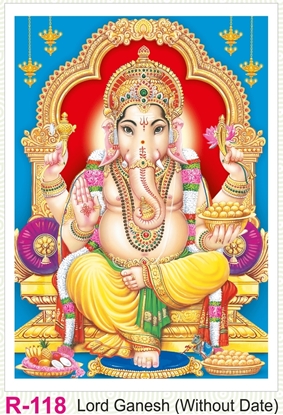 R118 Lord Ganesh (Without Date) Plastic Calendar Print 2025